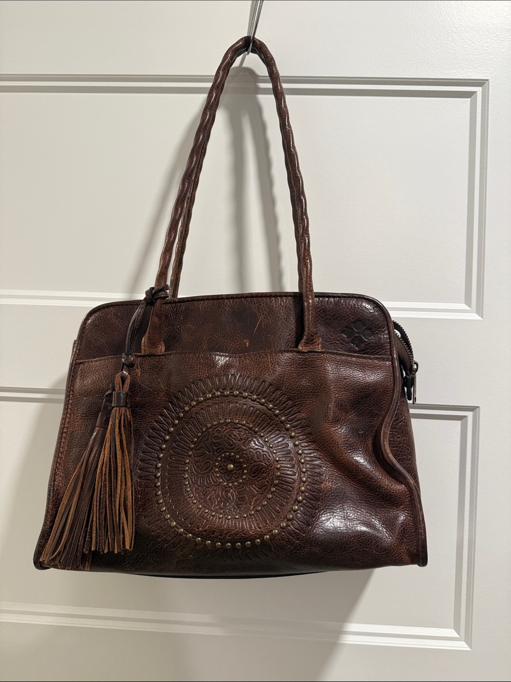 Patricia Nash Brown Leather Shoulder Bag with Tassel & Medallion - Picture 13 of 13